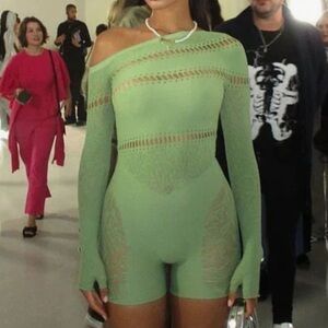 Green Mesh Body suit .